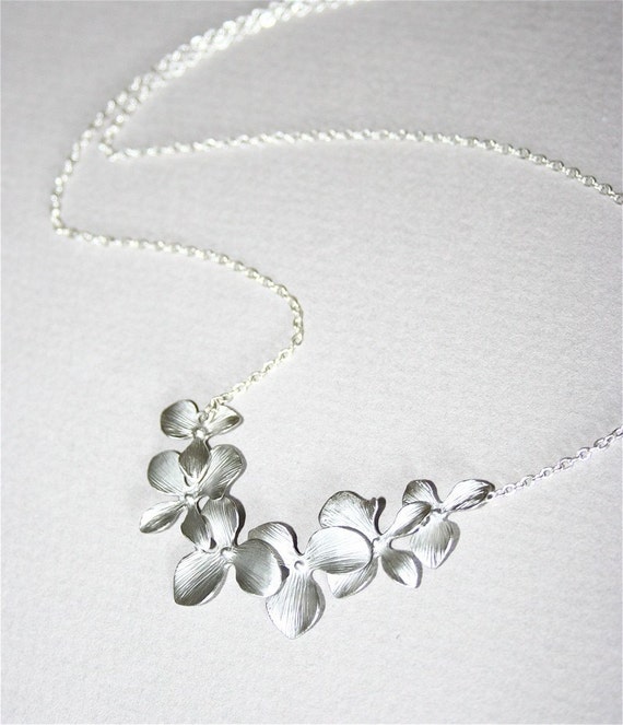 Orchid Flowers Necklace Orchids necklace in silverSterling