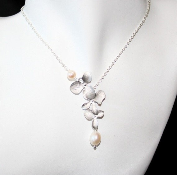 Orchid Necklace Silver Orchid Freshwater Pearls Orchids