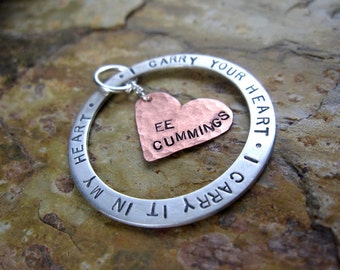 Poem Quote Pendant - I Carry Your Heart