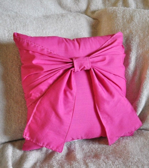 Items similar to Pink Bow Throw Pillow -Ready to Ship- Decorative Pillow on Etsy