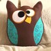 Hooter The Owl Pillow Blue Designer -Wool Felt-