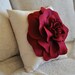 Decorative Rose Pillow -Ruby Red Rose on Cream Pillow 16x16
