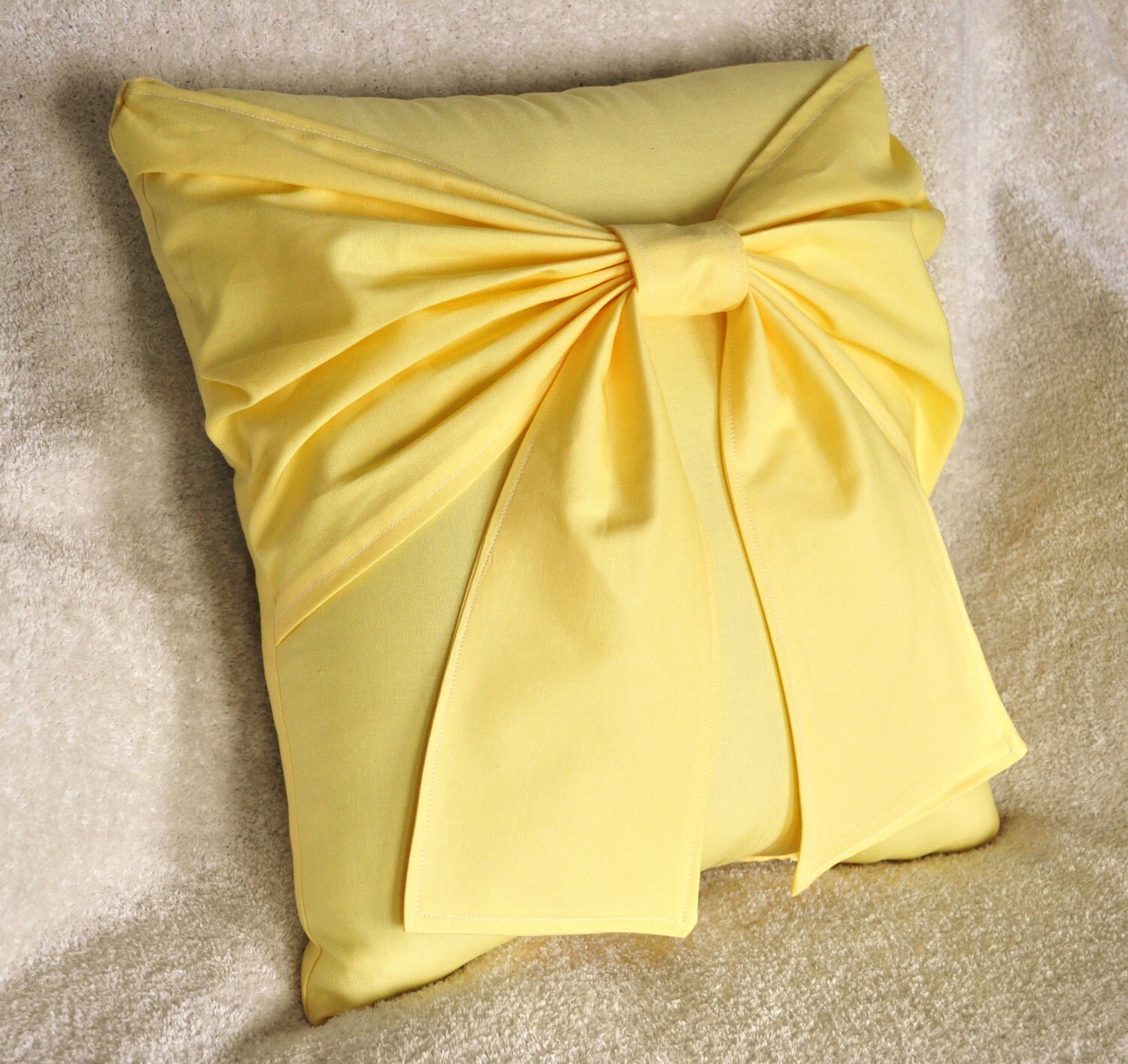 Yellow Bow Pillow Decorative Pillow