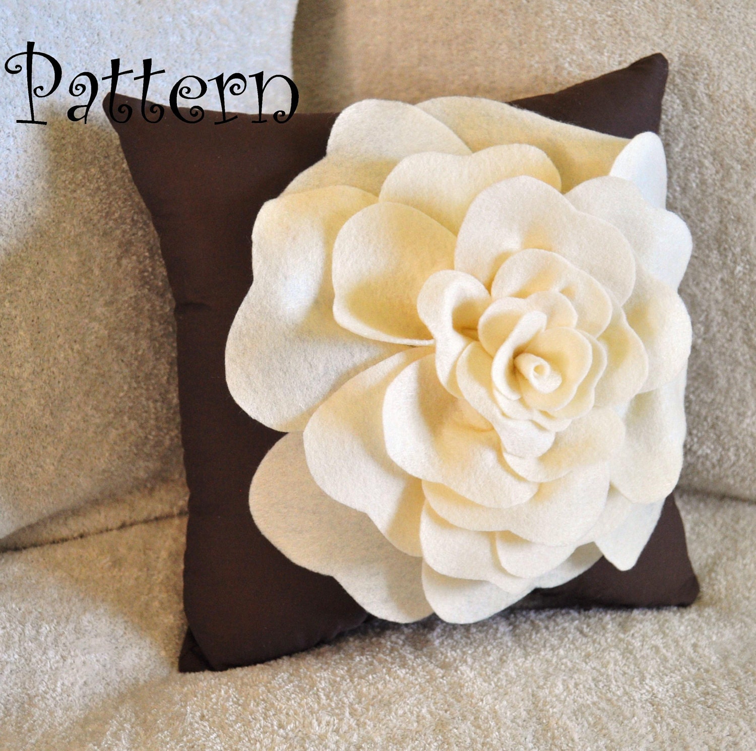 Large Felt Rose with BONUS Pillow PDF Pattern Tutorial Flower