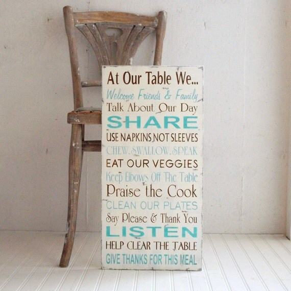 Family Rules Table Manners Kitchen Rules in Chocolate and