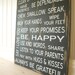 Family Rules Sign - Say I Love You, Be Happy, Lsten to Your Parents. Vintage Style. White Text, Black Wood. Customize Personalize Option Available.