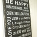 Family Rules Sign - Say I Love You, Be Happy, Lsten to Your Parents. Vintage Style. White Text, Black Wood. Customize Personalize Option Available.