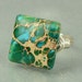 Sterling Silver Ring - Wire Wrapped Square Imperial Jasper Gemstone- Any Size- Size 4, 5, 6, 7, 8, 9, 10, 11, 12, 13, 14