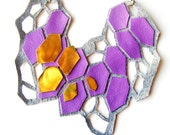 Geometric Necklace Purple Crystal Prism Forms