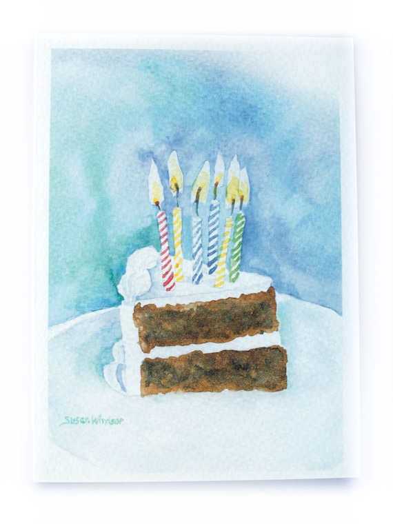 Birthday Cake Watercolor Birthday Card