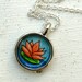 Hand Painted Necklace, Original Wearable Art Pendant, Lotus Blossom