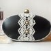 Luxury Victorian Black Leather White Lace Oval Box Clutch Pearl Evening Prom Party Purse Vintage Daily Little Bronze Shoulder Bag Minaudiere