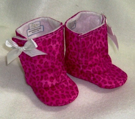 Baby Girl Boots Hot Pink Leopard Print by 2Fab on Etsy