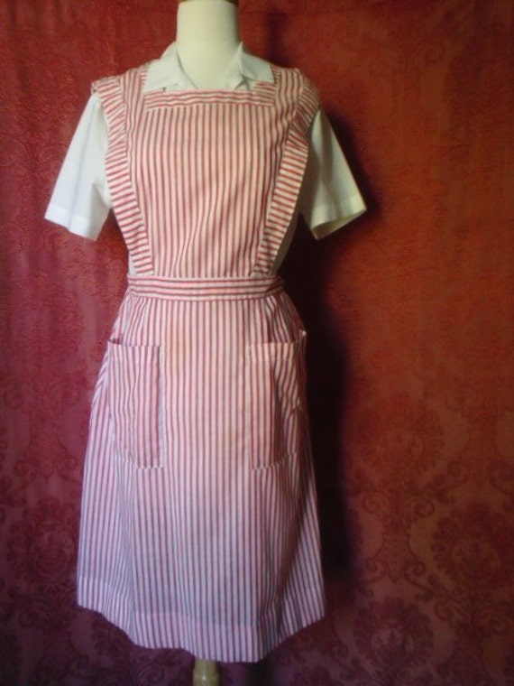 Vintage Candy Striper Nurse Uniform Dress Jumper With Blouse 