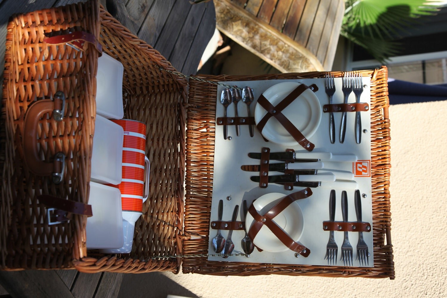 Beautifu 50's Vintage Optima English Wicker Picnic Basket