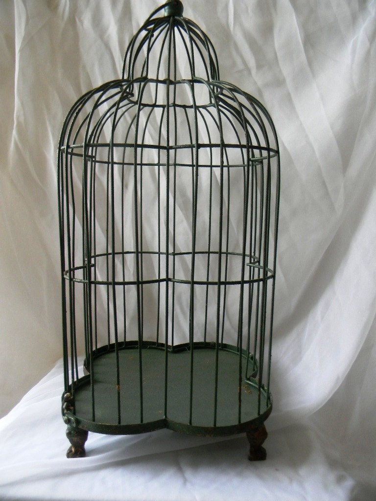 vintage wood wicker bird cage - white cage only