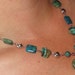 Puffed Porcelain Heart - Silver and Turquoise Necklace