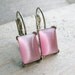 Pink Cats Eye Gemstone Sterling Silver Leverback Earrings