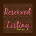 Reserved Listing for Kate Allen
