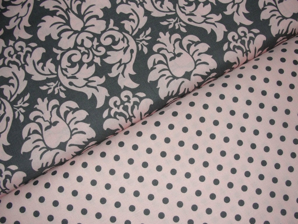 Michael Miller Fabric Duo Dandy Damask Bloom and Dumb Dot