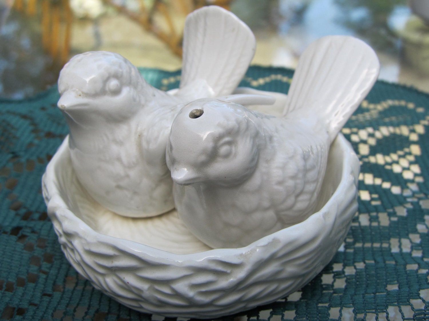 Fitz and Floyd ceramic Birds Nest Salt and Pepper Shakers