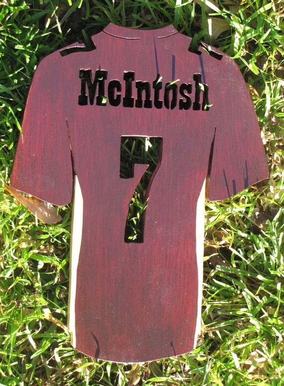 Custom Fretwork Wood Football Jersey sign by TJJacksCrafts on Etsy