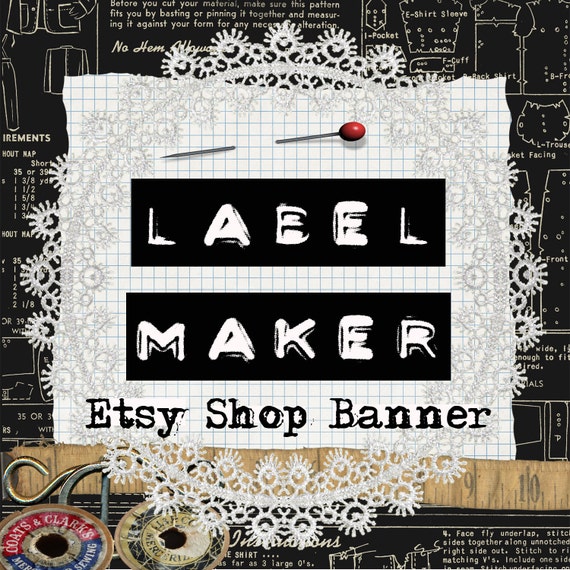 Items similar to Vintage Etsy Shop Banner Set. Label Maker ...