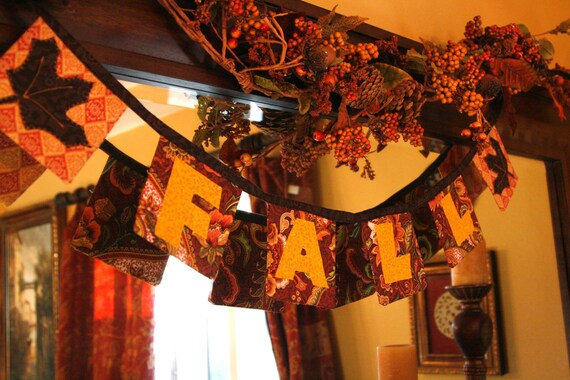 Fall Fabric Banner, autumn decoration: MADE TO ORDER Il_570xn