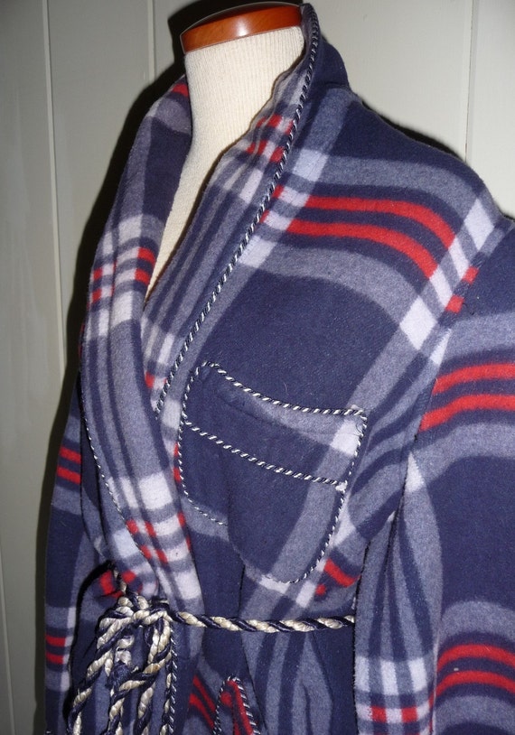 Vintage Mens Heavy Beacon Fabric Plaid Bathrobe cotton/wool