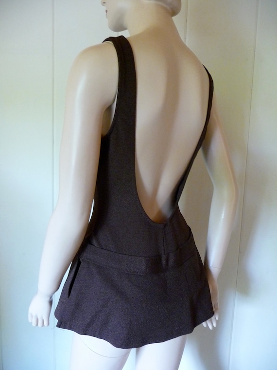 Vintage 60s One Piece Swimsuit Chocolate Brown Built in by Sparcle