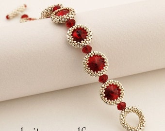 Step by step INSTANT download Pdf beading PATTERN Siam Eyes Bracelet