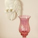 pink glass hurricane candle holder