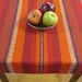 Autumn Fire Red Orange Brown Yellow and Green Stripe Twill Handwoven Cotton Table Runner 42"