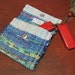 Mini Change Purse, Coin, Card Wallet, Small Bag, Handwoven Recycled Cotton Rag, Lunch Money, ID, Thumb Drives, Holiday Gift, Christmas, Blue