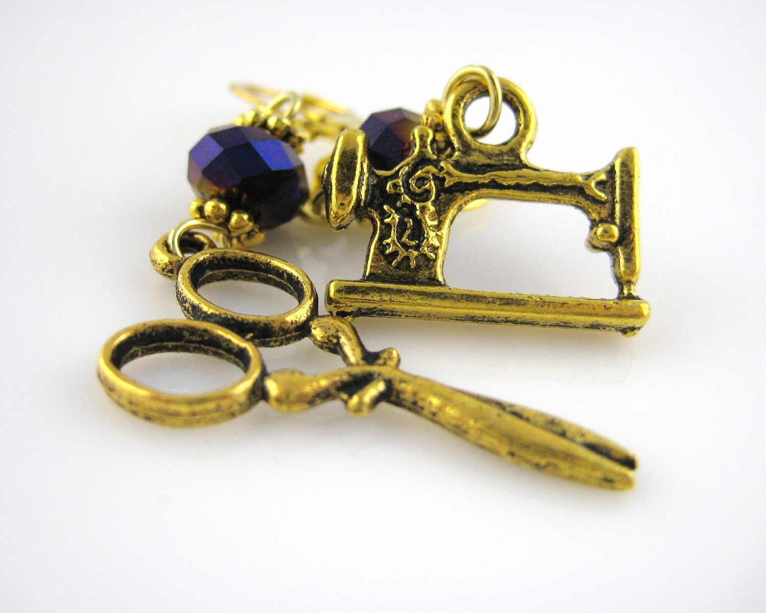 Gold Sewing Machine Earrings Sewing Machine Jewelry Sewing
