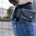 Black and Antique Brass Steampunk Leather Hip Belt Bag
