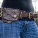 Chocolate and Antique Brass Steampunk Leather Hip Belt Bag