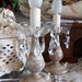 LUMETTI Italian vintage tole table lamps, shabby chic, antique look,cream, clear crystals