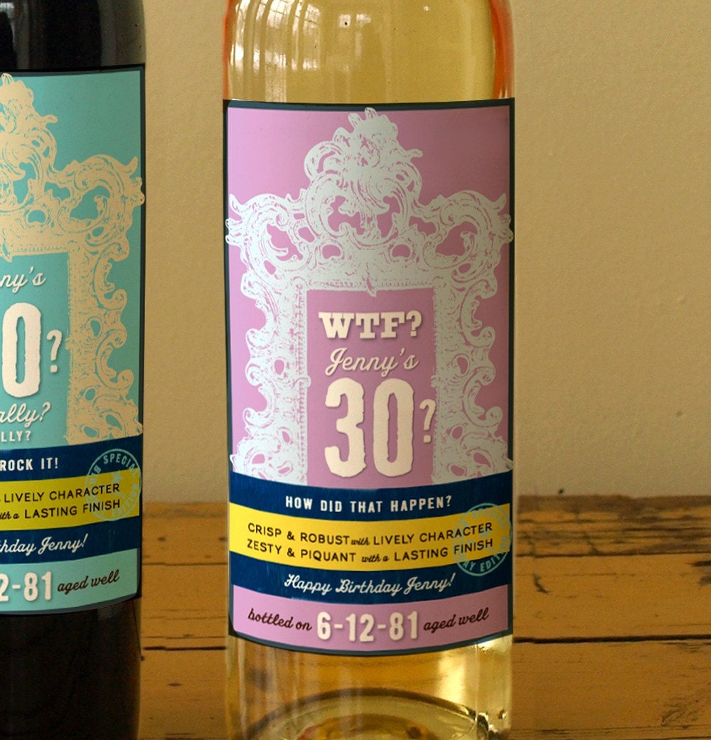 Items similar to 3 custom Birthday Wine Label set on Etsy