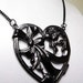 Rococo Necklace--Heart Pendant, Ribbon, Bow, Black Metal, Goth, Gunmetal
