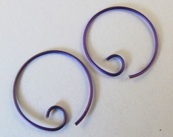 nickel free TITANIUM hoop earrings small simple Purple Modern Wire sleepers by CECILE STEWART on Etsy No.00E88