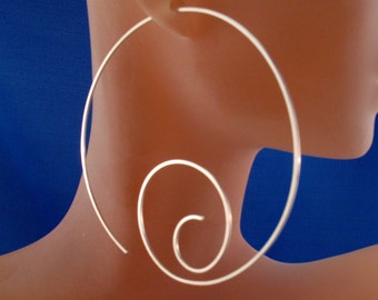 large STERLING SILVER Hoop earrings . Big hoops. large silver earrings. Huge hoops. nickel free hoops. Cecile Stewart Jewelry No.00E207