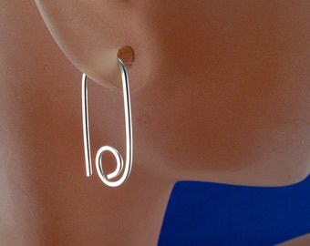 STERLING SILVER HOOP earrings. small earring. sleeper earring. child earring. wire earring. lightweight minimal nickel free No.00E163