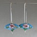 reserved STERLING SILVER EARRINGS modern contemporary long elegant deco wire blue chinese cloisonne enamel fan bead nickel free No.00E110