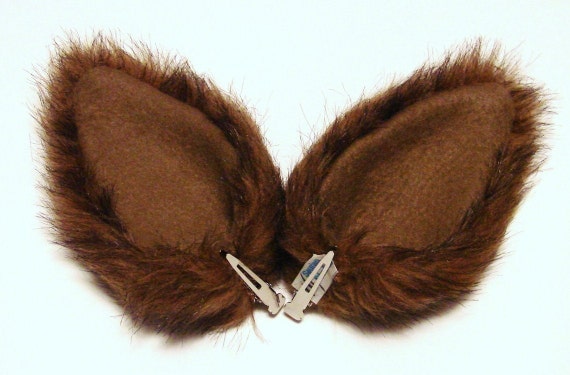 Halloween Costume Dog Coyote Wolf Ears Furry Brown Clips