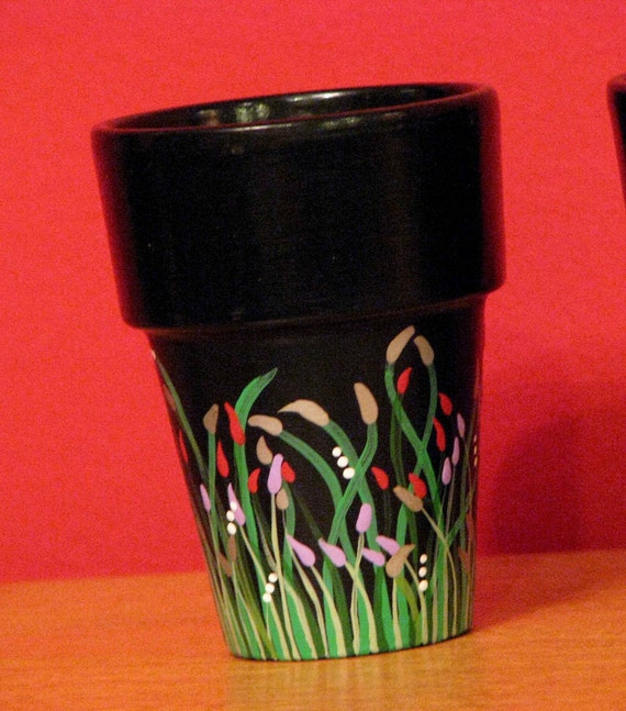 Items similar to Medium Black Flower Pot 002 on Etsy