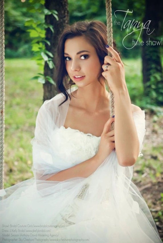 Bridal Wrap Shrug - Tanya Tulle Wedding Shawl