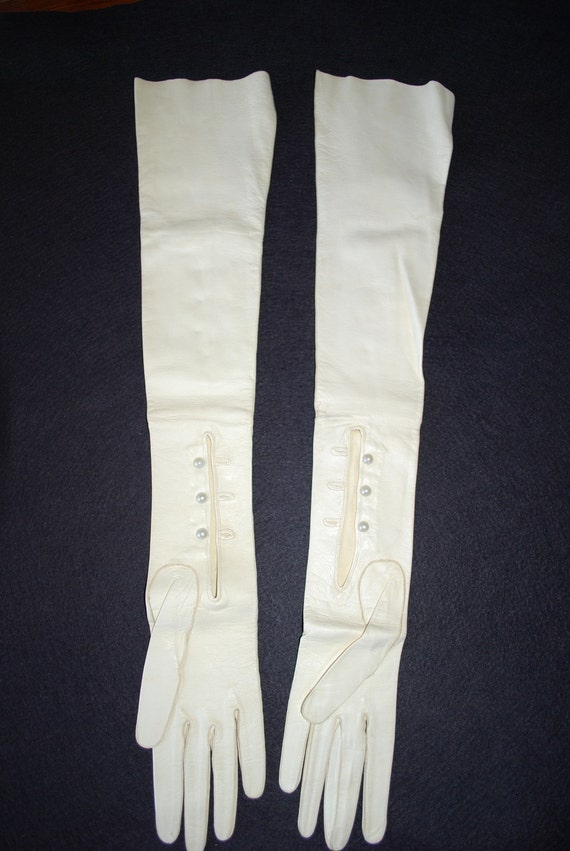 Antique Kid Leather Full Length Opera Gloves