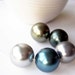 Chunky Pearl Necklace - Wedding, Statement Jewelry, Bridal Jewellery, Sterling Silver, Blue, Gray, Gray, Bronze