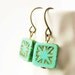 Turquoise Earrings - Czech Glass Jewelry, Antiqued Brass, Dangle, Drop, Geometric Jewellery, Earthy, Weathered, Rustic